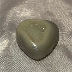 Grey and Cream Carnelian Heart with Druzy